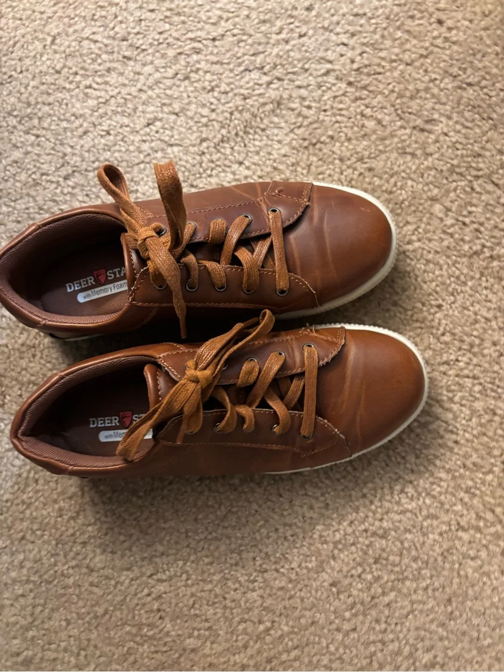 Deer Stags Boys Tan Brown Lace-Up Casual Sneakers